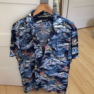 French Connection Surfing Astronaut Button up Shirt